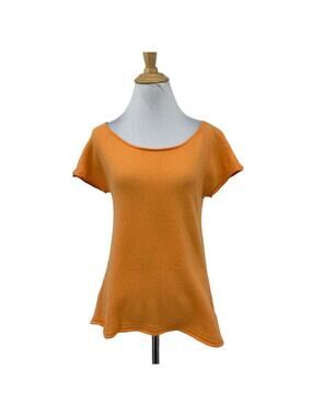 InCashmere Shirt Womens S Small Amber Cashmere Short Sleeve Boat Neck *READ